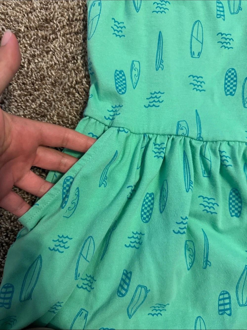 Cat & Jack Mint Tank Dress with Blue Surfboard Print